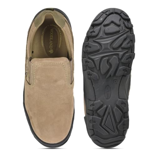 Image of Woodland Men Dubai Khaki Colored Slip-On Casual Shoes