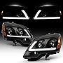 ACANII - For [Halogen Model] 2007-2012 GMC Acadia Black LED Tube Projector Headlights Headlamps Pair Set Left+Right