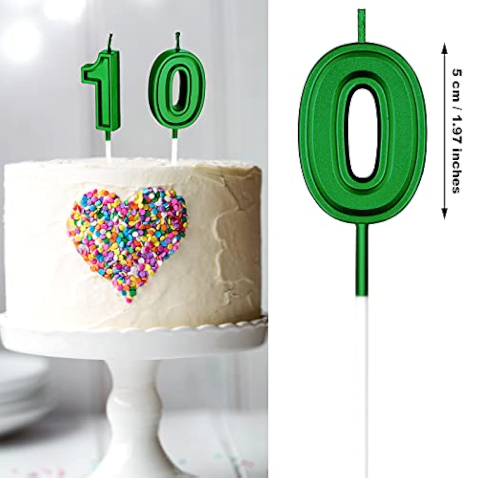10th Green Birthday Candles Cake Topper Number