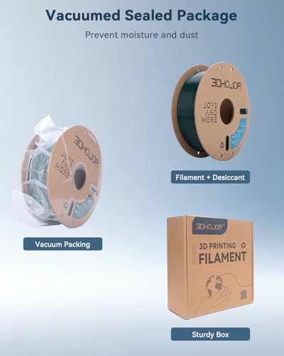 Image of 3DHoJor PLA Filament 1.75mm,3D Printer Filament,1kg Cardboard Spool (2.2lbs),Dimensional Accuracy + /- 0.03 mm,Odor Free, Clog Free, No Brittle Filaments, Fit Most 3D FDM Printer,Green