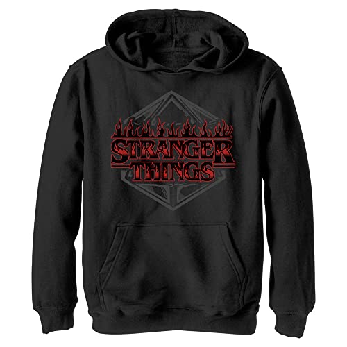 Netflix Stranger Things Stranger Things Dice Badge Youth Pullover Hoodie Black Medium