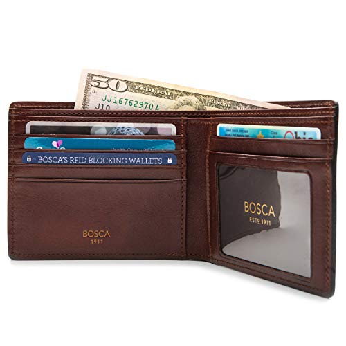 Bosca Men’s Wallet, Dolce Leather Executive I.d. Wallet, Dark Brown #TOP4