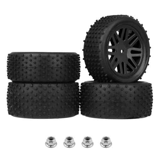 Hobbypark (4-Pack) 1/10 Scale Off Road Buggy Tires & Wheel Rims Set Front and Rear 12mm Hex Hubs...