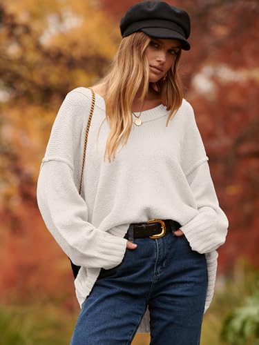 ANRABESS Women's Oversized Casual Loose Slouchy Scoop V Neck Batwing Long Sleeve Knit 2025 Fall Pullover Sweaters2