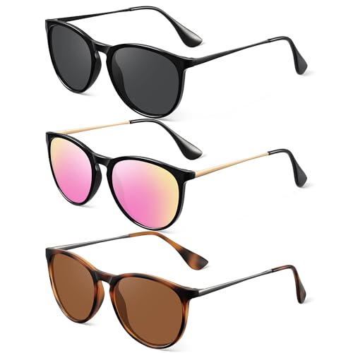Vcarsian Polarized Round Sunglasses for Women Men with UV Protection
