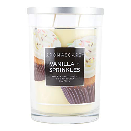 Aromascape 2-Wick Scented Jar Candle, Vanilla & Sprinkles, Large, White