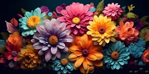 Diamond Painting Couleur Point de Croix Fleur Broderie Diamant 5D Grand Format 40x90cm