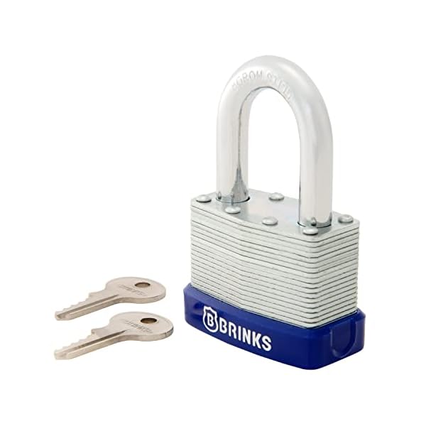 BRINKS - 50mm Laminated Steel Keyed Padlock - Chrome Plated with Hardened Boron Steel Shackle