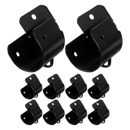 BESTYASH Soportes para Barra de Cortina de Hierro Negro Paquete de 10 Piezas Soporte Fijo de Pared y Techo Brida Resistente Compatible Tubos de Acero Madera y PVC para Baño Dormitorio
