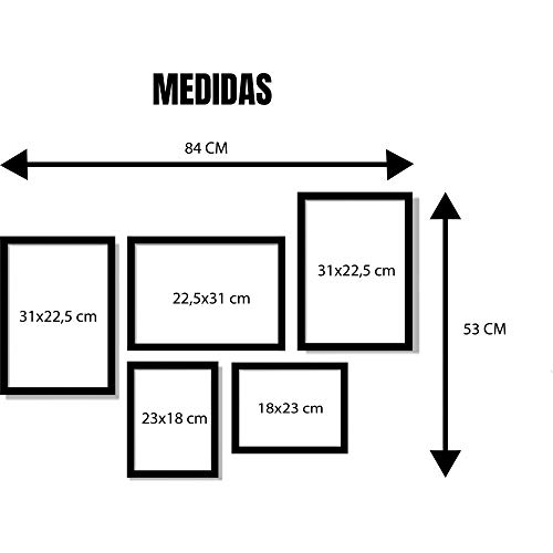 Conjunto 5 Quadros Decorativos Decoração Sala