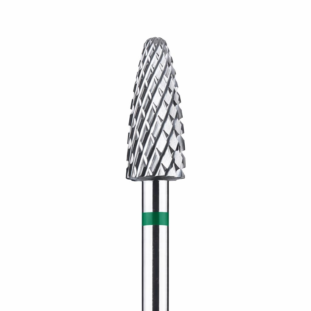 IN.HYPE Carbide Nail Drill Bit Green Coarse – Corn Shape Tungsten Carbide (Wolfram) Bit for Acrylic, Hard Gel & Builder Gel Removal – Professional E-File Nail Bit