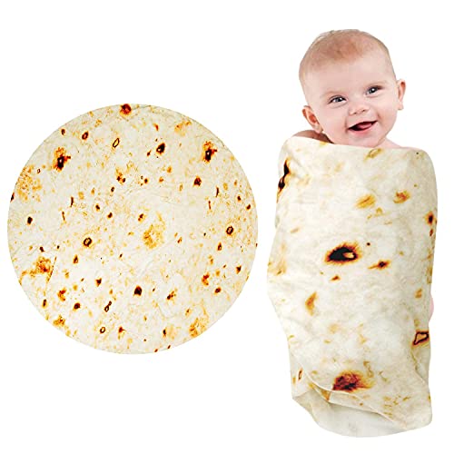 Image of Tortilla Swaddle Blanket Throw Taco Blanket for Newborn Toddler Dog Cat,285 GSM Soft Flannel Wearable Wrap Blanket Funny Gift for Baby Shower