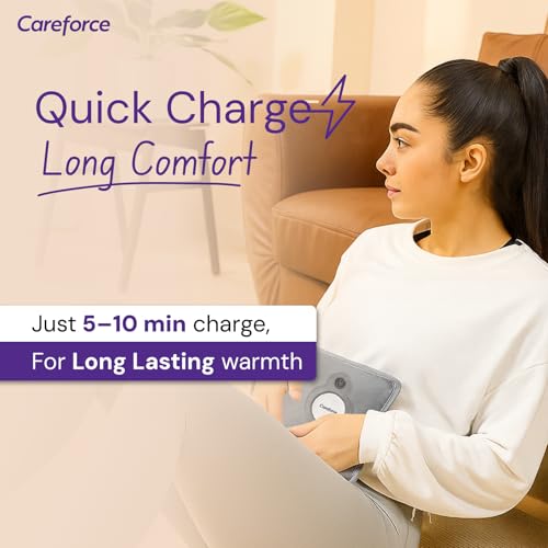 Image of Careforce Electric Hot Water Bag for Pain Relief Heating Pad for Periods Cramps, Muscle Aches Hand Warmer for Shoulder, Back, Neck and Full Body Relief Heat Pack - Classic Grey