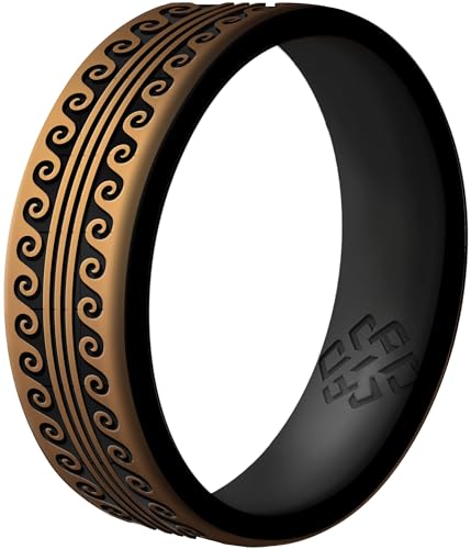 Knot Theory Warrior Courage, Strength, Serenity, Wisdom Silicone Ring for Men Women - Dual Layer Engraving - Breathable Comfort Fit 6mm Rubber Wedding Band