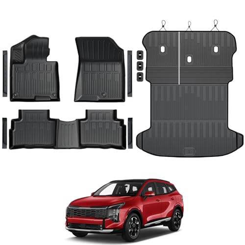 GALVAGNITE Floor Mats for Kia Sportage Hybrid 2023-2026 All Weather Floor Mats Trunk Cargo Liner with Backrest Protectors and Door Sill Guards Accessories Full Coverage Set (Not Fit PHEV&Gas)