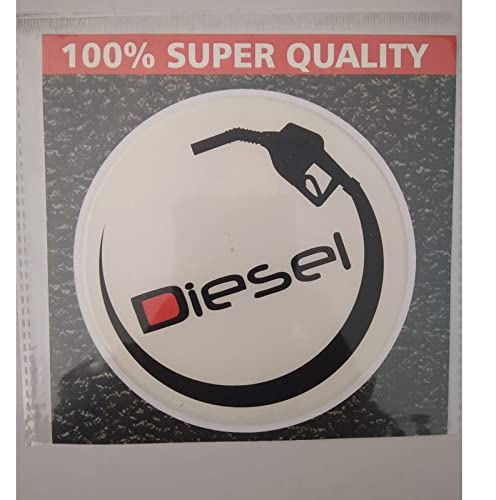 Rubber Diesel Car Fuel Lid Decal/Sticker Printed Circle (Black and White) (Sticker Size: 10cm X 10cm) for Chevrolet Optra Magnum