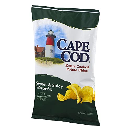 Cape Cod Potato Chips, Kettle Cooked, Sweet & Spicy Jalapeno, 8 oz, (pack of 3)