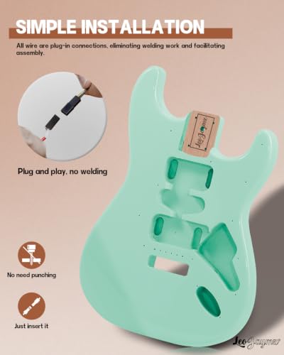 Image of Leo Jaymz DIY ST Style Electric Guitar Kits,Spray-painted Mahogany Body,Laurel Wood Fingerboard and Maple Neck, including all Components (ST-Surf Green New)
