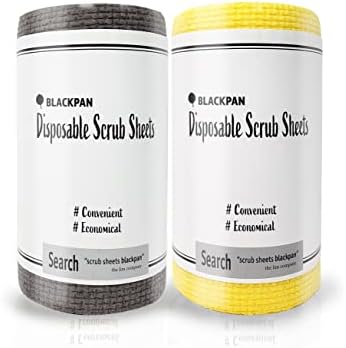 BLACKPAN Scrub | Disposable Scrub Sheets | Paper Towel Format | Non-Scratch | Cleaning Supplies | Dishwashing | Sponges Kitchen | Scouring Pads | Kitchen Cloths (2 Rolls)