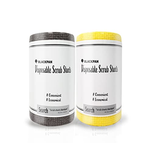 Blackpan Scrub | Disposable Scrub Sheets | Paper Towel Format | Non-Scratch | Cleaning Supplies | Dishwashing | Sponges Kitchen | Scouring Pads | Kitchen Cloths (2 Rolls) #TOP7