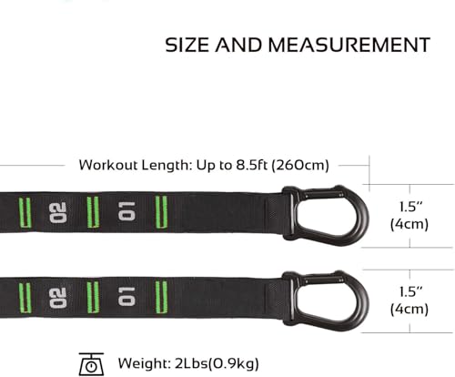Image of Adjustable Numbered Straps for Gymnastic Rings Steel Carabiners Quick Hook System Easy to Set Up One Pair Strap Only (Green)
