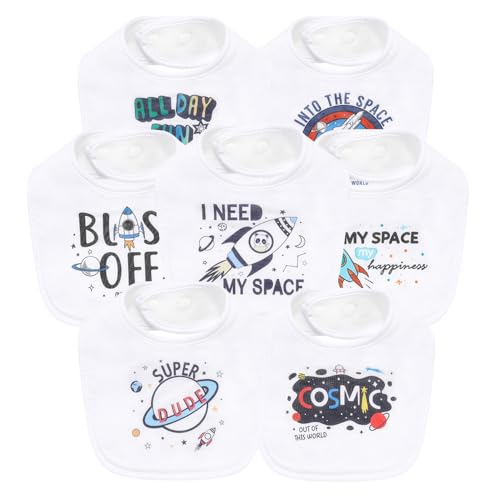 Image of Gelisite 7 Pack Absorbent Soft Baby Bibs for Drooling Teething (space)