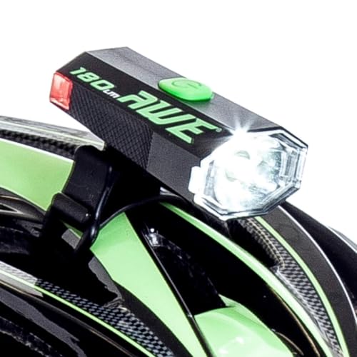 AWE 180 Lumens Front/Rear USB, 360º Protection. Bicycle Helmet Light, 2 x Super Bright LED's. Fully Rechargeable, Visibility 1km+ IPX4 Waterproof *SEE 360 VIDEO*