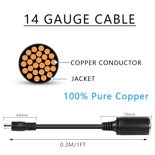 Power Supply Adapter DC 5.5 x 2.1mm Female Plug to Car Cigarette Lighter Female Socket Power Supply Cable - Thumbnail 4