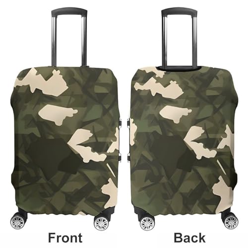 Army Camouflage Travel Luggage Cover Elastic Washable Suitcase Cover Dustproof Anti-Scratch Suitcase Protector Fits 19-32 Inch Luggage, S3