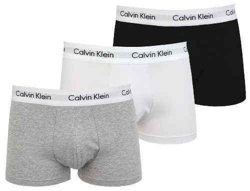 Calvin Klein - Boxer en coton pour hommes taille basse - Noir/blanc/gris, M
