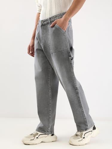 Image of Urbano Fashion Men's Loose Baggy Fit Cargo Carpenter Jeans with 6 Pockets Non-Stretchable