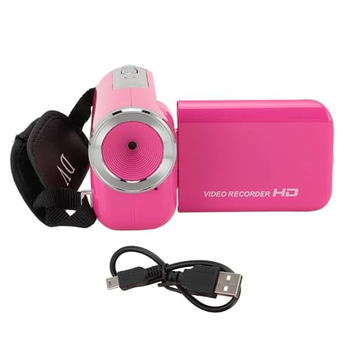 Yunir ビデオカメラ、デジタルカメラスクリーンレコーダー、フルHD 1080P 16MP 2インチ 270度回転 LCD 16X デジタルズーム ビデオカメラ3バッテリー付き、学生用デジタルビデオレコーダー