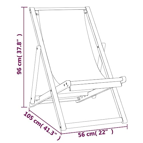 Chaise de plage pliable en bois de teck massif gris 56x105 cm