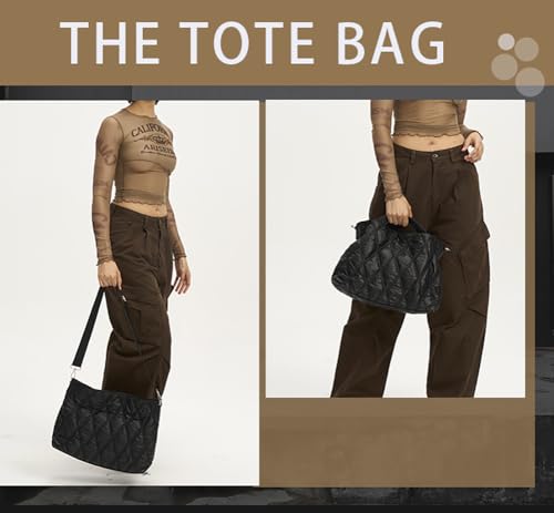 Bolso tote acolchado para mujer, bolso cruzado con correa para hombro miniatura 4