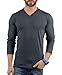 Decrum Mens V Neck T Shirts - Fashion Long Sleeve T Shirt Men | [4BUN00104] LGS MenV Set 10, L