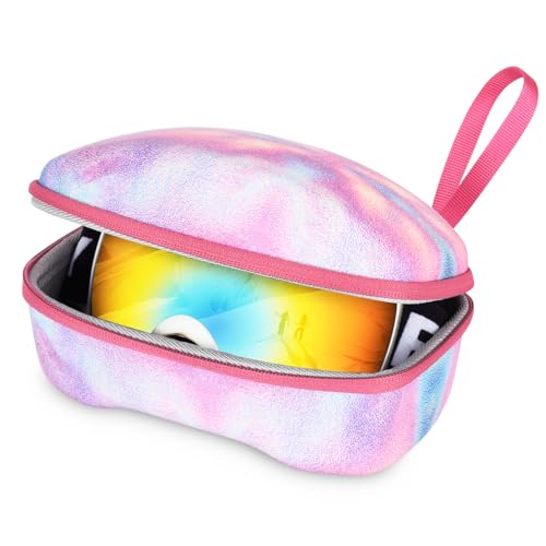 Hard Ski Goggle Case EVA Box, Air Vents Water Resistant Shockproof Shell Snowboard Goggles Bag for Girls, Large Sports Storage for Snow & Water Sport with High-Performance Proof Zipper (pink)