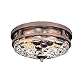 Edwarmlux Flush Mount Ceiling Lights, 2-Light Farmhouse Close to Ceiling Light, Industrial Ceiling Lighting Fixture for Kitchen Hallway Bedroom Living Room Stairways Porch (Oil Rubbed Bronze)