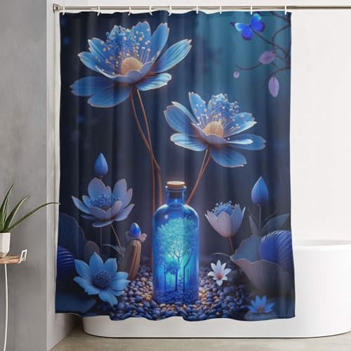 Rideau de douche tissu n°147 motif fleur papillon 152x183 cm - 8