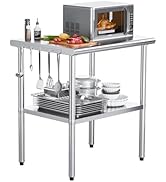 ROVSUN 36'' x 24'' Stainless Steel Table for Prep & Work,Commercial Worktables & Workstations, NS...