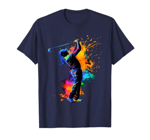 Colorful Golfer Golf Golfing T-Shirt, Men, Navy Blue, 6X-Large