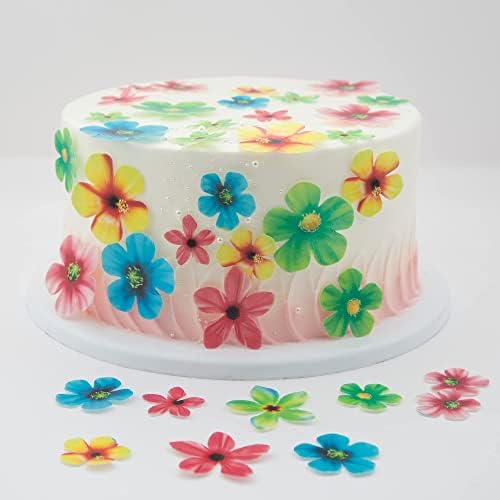 Gyufise 35Pcs Edible Flowers Cake Decorations Beautiful Flowers Cupcake Toppers Cake Toppers for Wedding Cake Birthday Party Food Decoration Mixed Size & Colour