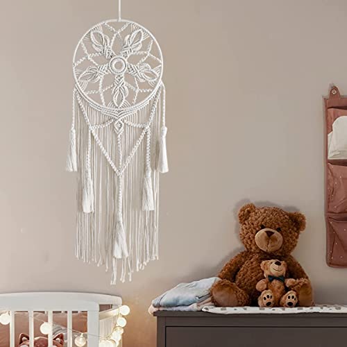 Macrame Wall Hanging Hand Woven Boho Home Chic Geometric Art Decor Snowflake Mandala Dream Catcher With Tassels For Bedroom Nursery Apartment Dorm Wedding Decoration Gift For Birthday 35" L X 12" W #TOP7