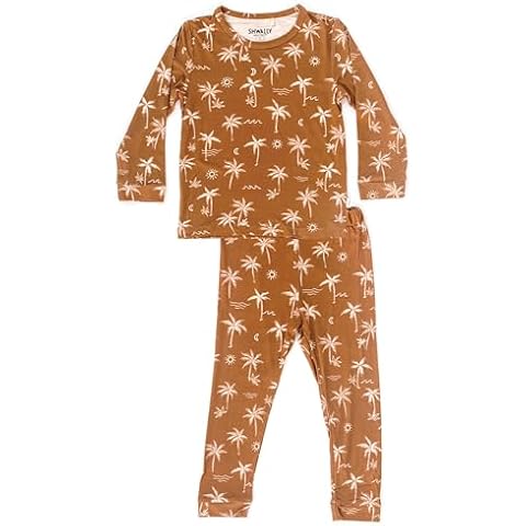 Shwally Two-Piece Pajama Set in Organic Bamboo - Featuring 11 Signature Prints (US, Age, 6 Years, 8 Years, Palm Camel) Cover