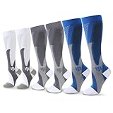 SRunDe 3 Paar Stützstrümpfe 15-25mmHg XXL Thrombosestrümpfe Herren Lang Kompressionssocken Sport Laufsocken Damen Reisestrümpfe Kompression für Sport Flug Reise Schwangerschaft Langes Stehen Arbeit