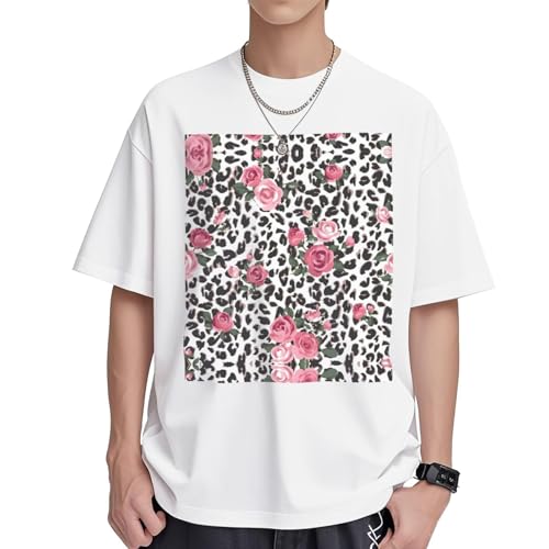 T-shirt léopard femme en coton haut de gamme avec col rond élégant