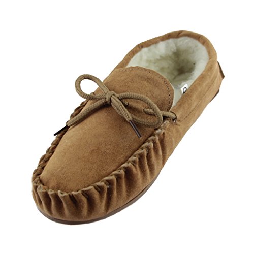 Sheepskin World - Zapatillas de estar por casa de Ante para hombre, color marrón, talla 44