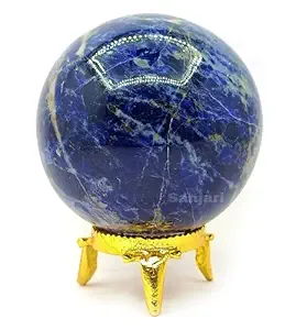 Sanjari Sodalite Ball, Sodalite Sphere, Natural Stone Beautiful crystal for Reiki, Healing Crystal and Meditation with Beautiful stand (50-55mm, 1 PCS)