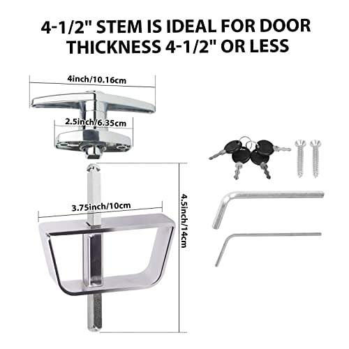 Shed Door Latch T-Handle Lock Kit with 4 Keys, BTEOBFY 4-1/2" Stem Storage Barn Shed Door Hardware Lock Set for Playhouses, Chicken Coops,Camper (Silver) by BTEOBFY - Image 2
