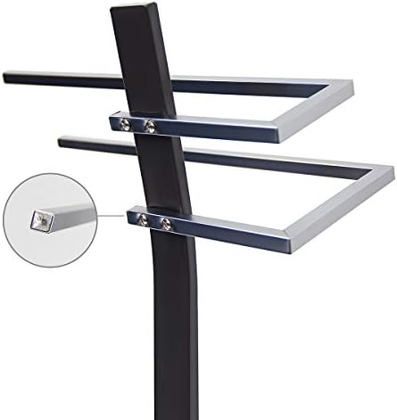 Relaxdays Hand Holder Stainless Steel GRAO 85 x 40 x 20 Free-Standing Anthracite & Chrome 2 Rail Hanger Modern and Elegant Towel Rack, Stainless-Steel, Black, 20 x 40 x 85 cm