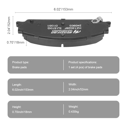 Image of D1351 Front Ceramic Brake Pads Fit For Chevrolet Caprice 2012 PPV,For Pontiac G8 2008, G8 2009 Base /GT
